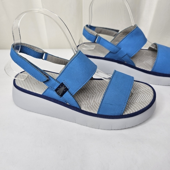 Fly London Cura Slingback Platform Sandal Blue Gray Size 38 - Picture 3 of 9